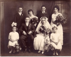 Leonard (Linky) Jensen I (1887-1979) at the wedding of Daisy Jensen (1892-1986) and Francis (Frank) Joseph Woods (1891-1972) in 1918 in Chicago, Cook County, Illinois.